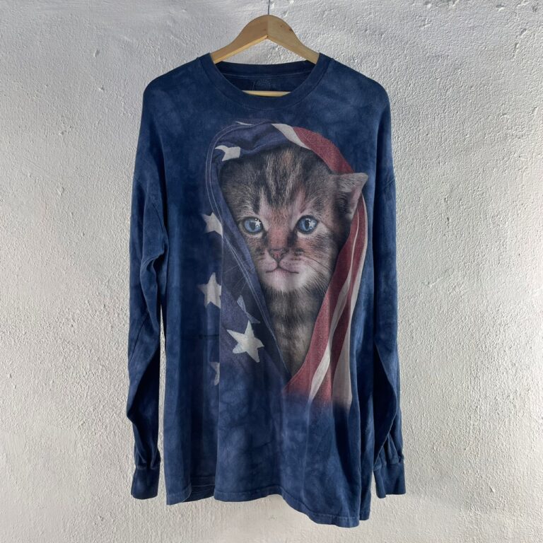 THE MOUNTAIN タイダイ 長袖Tシャツ 猫プリント 星条旗
