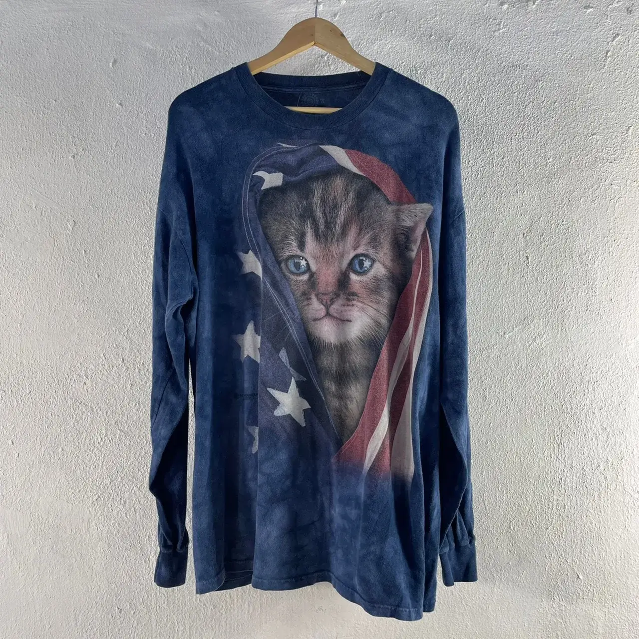 THE MOUNTAIN タイダイ 長袖Tシャツ 猫プリント 星条旗 オーバーサイズ