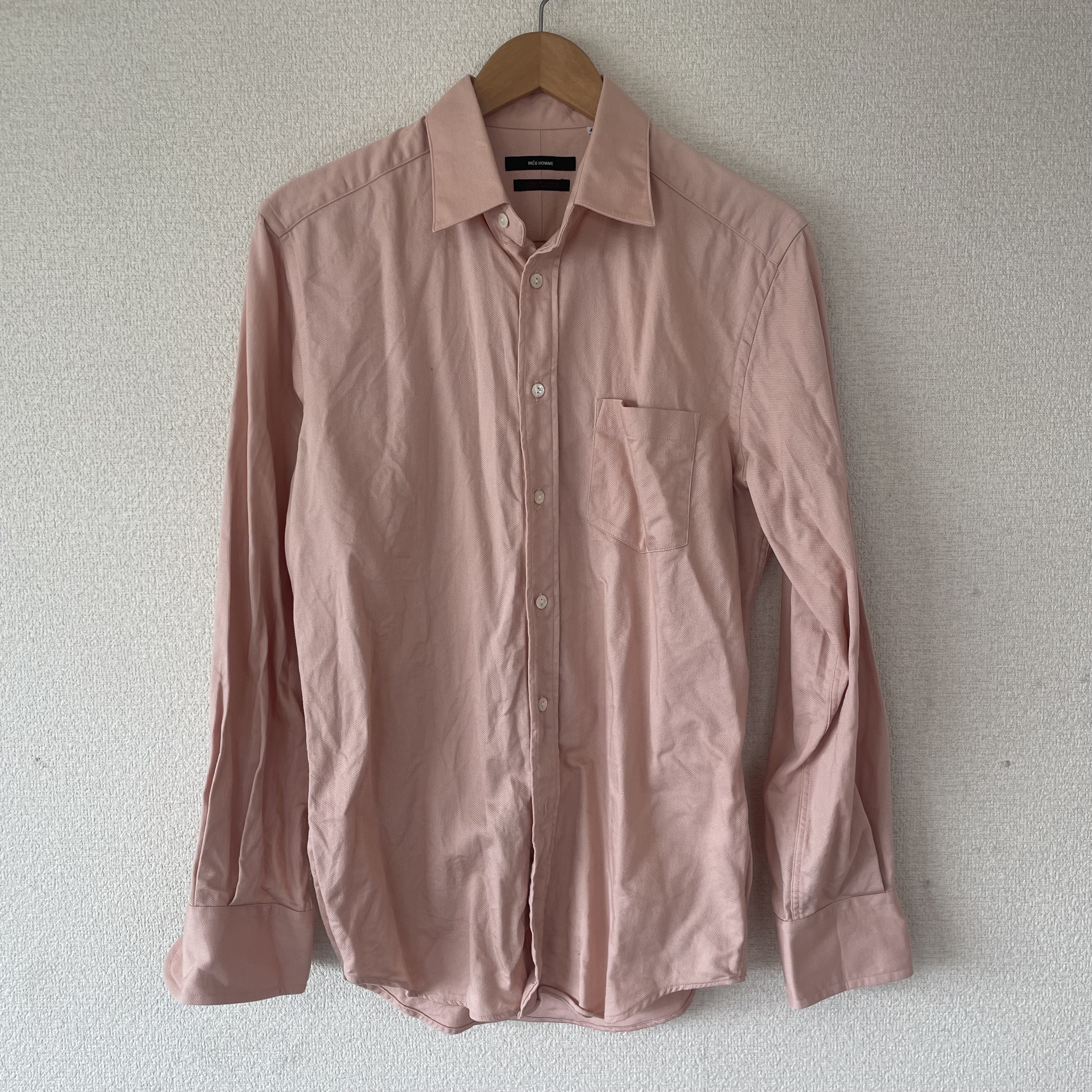 INED HOMME 長袖シャツ ピンク 無地