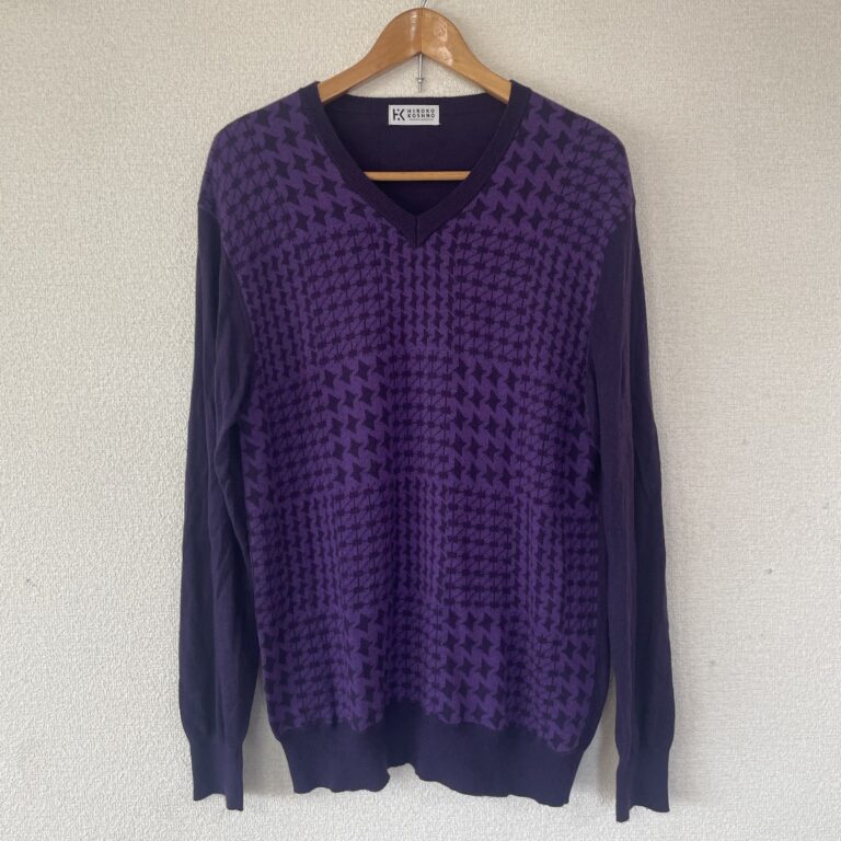 HIROKO KOSHINO homme collection ヒロココシノ オム Vネック 総柄 ニット セーター パープル