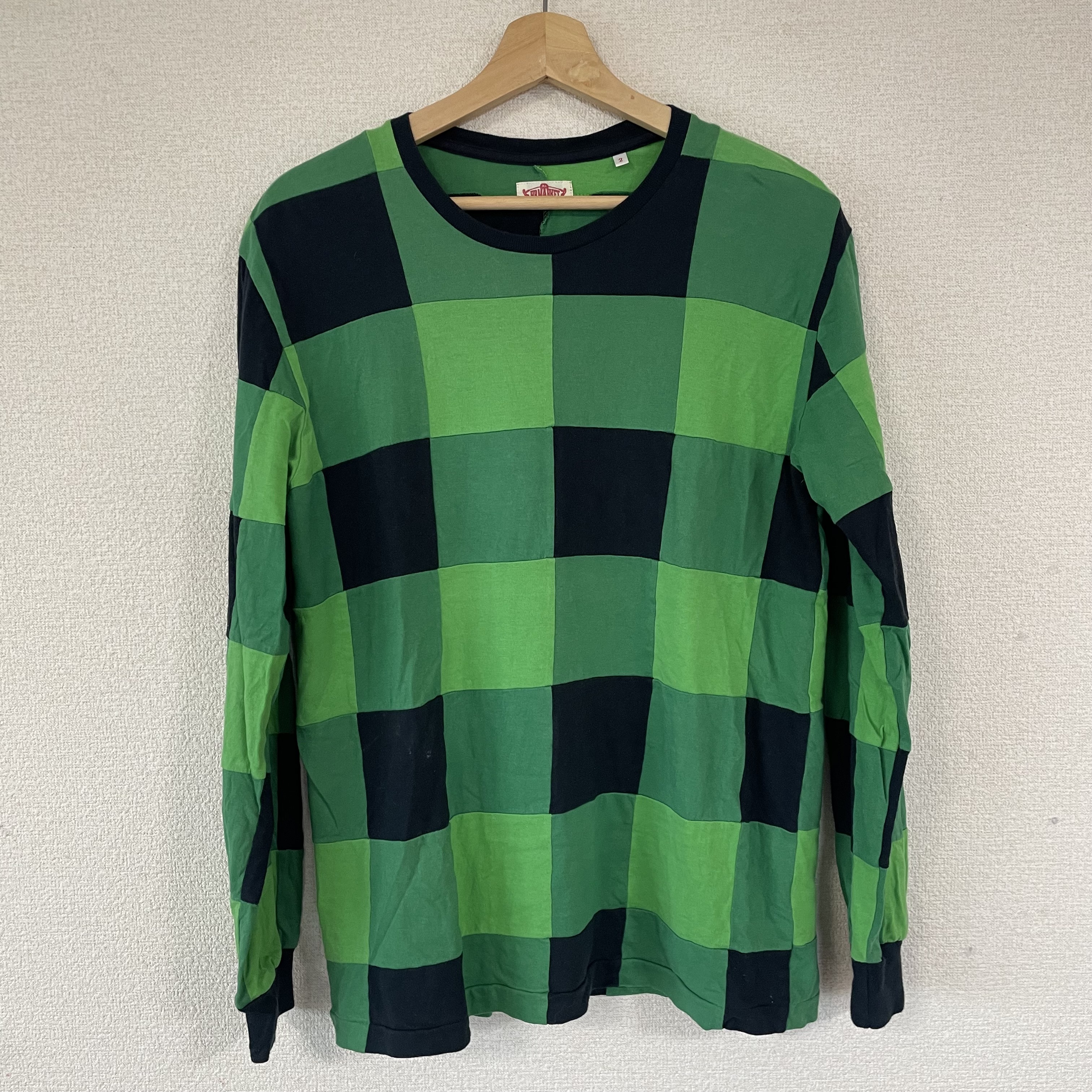 Mr.PHAT MARKET ロンT グリーン×ブラック チェック柄