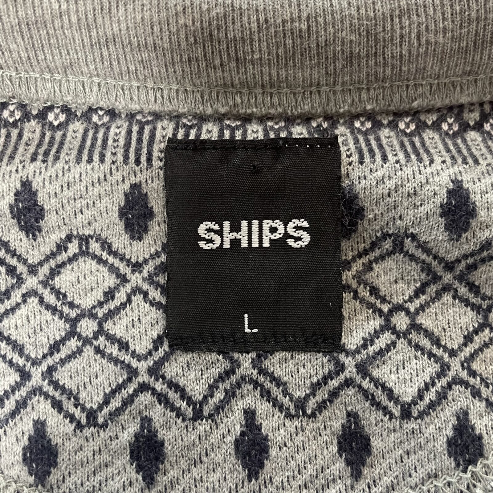 SHIPS Tシャツ グレー/ブラック ノルディック柄 詳細2