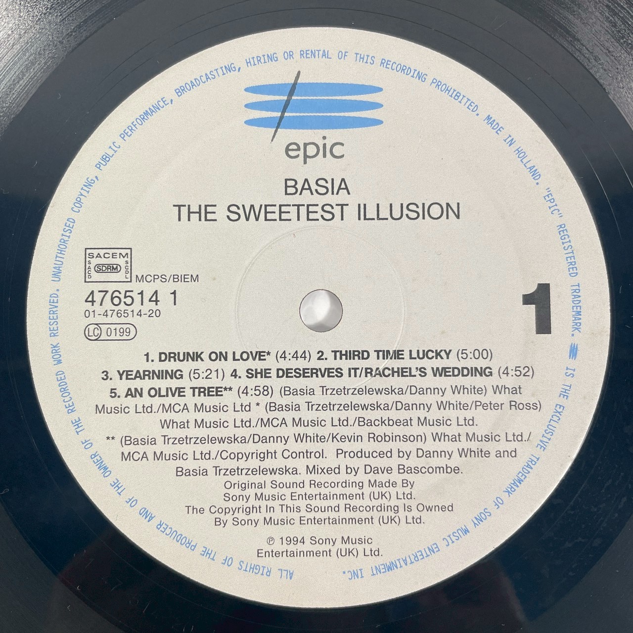 BASIA / The Sweetest Illusion LP｜Epic 476514 1｜Holland 1994 詳細3