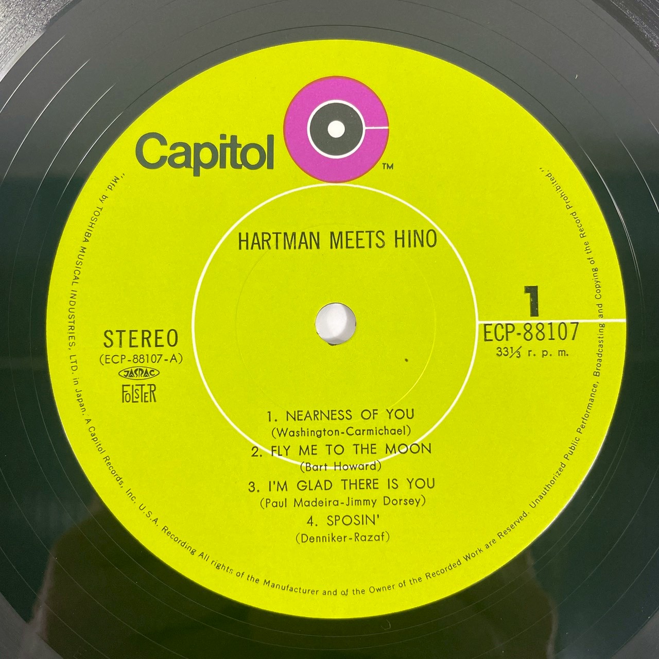 Johnny Hartman Meets Terumasa Hino（ジョニー・ハートマン＆日野皓正） HARTMAN MEETS HINO LPレコード Capitol ECP-88107 国内盤 STEREO 和ジャズ 詳細3