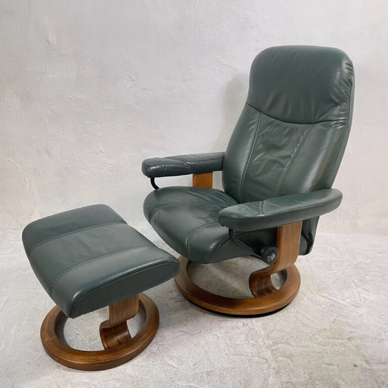 EKORNES Stressless（エコーネス  ストレスレスチェア） 本革 リクライニング オットマン付 グリーン系